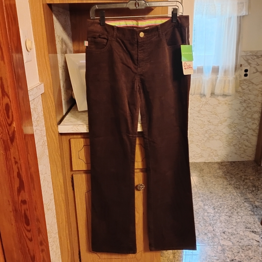 🆕 Lilly Pulitzer Brown Main Line Corduroy Pants, Size 4, - Palm Beach Fit, New